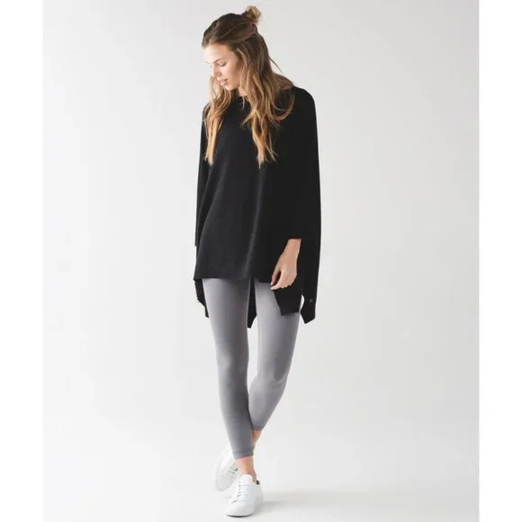 Lululemon Cashmere Tencel Divinity Scarf Poncho Ribbed Knit Cardigan Sweater - Picture 16 of 16